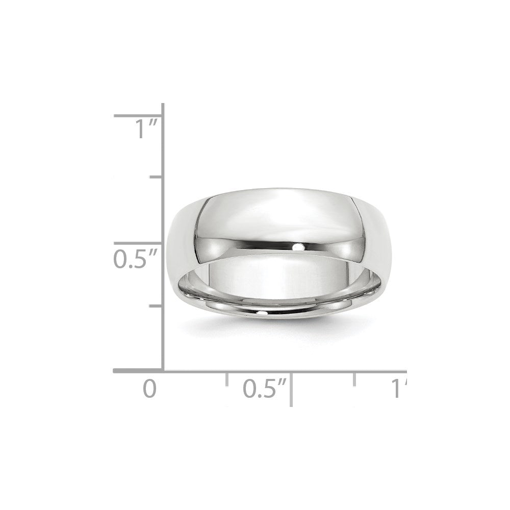 14k White Gold 7mm Lightweight Comfort Fit Wedding Band
