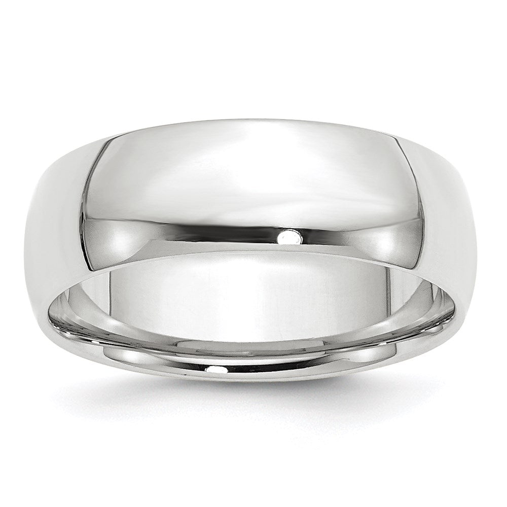 14k White Gold 7mm Lightweight Comfort Fit Wedding Band 