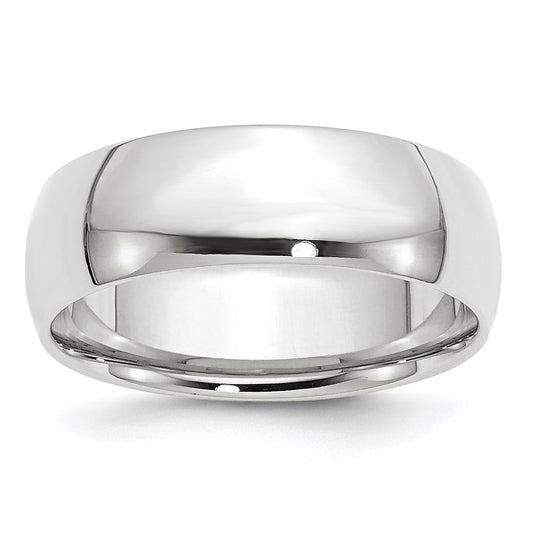 14k White Gold 7mm Lightweight Comfort Fit Wedding Band 