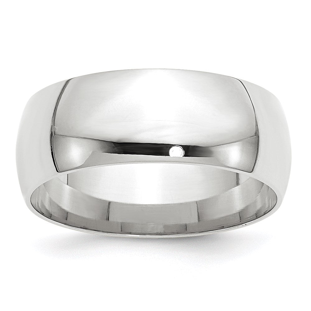 14k White Gold 8mm Lightweight Comfort Fit Wedding Band 