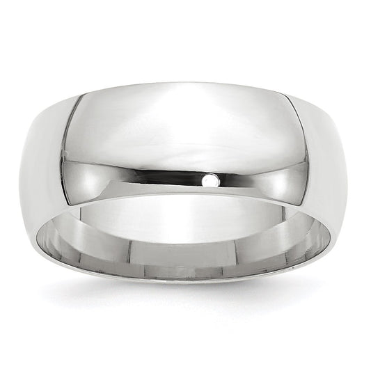 14k White Gold 8mm Lightweight Comfort Fit Wedding Band 