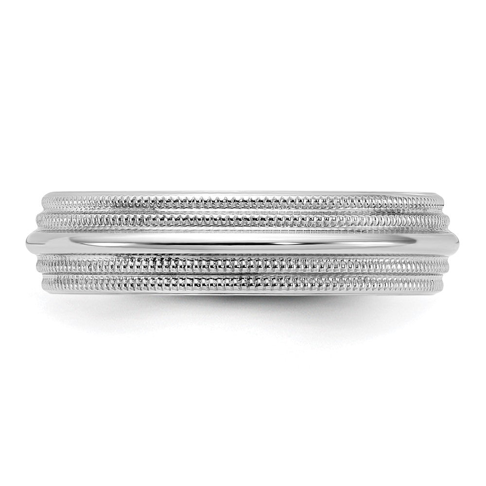 14k White Gold 5mm Double Milgrain Comfort Fit Wedding Band