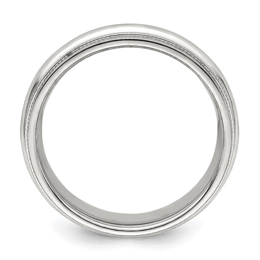 14k White Gold 6mm Double Milgrain Comfort Fit Wedding Band