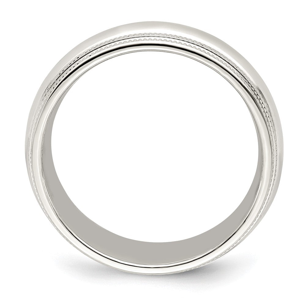 14k White Gold 7mm Double Milgrain Comfort Fit Wedding Band