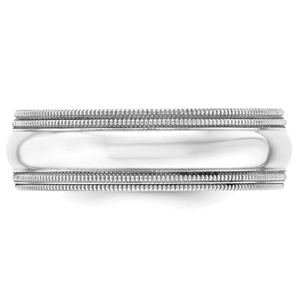 14k White Gold 7mm Double Milgrain Comfort Fit Wedding Band