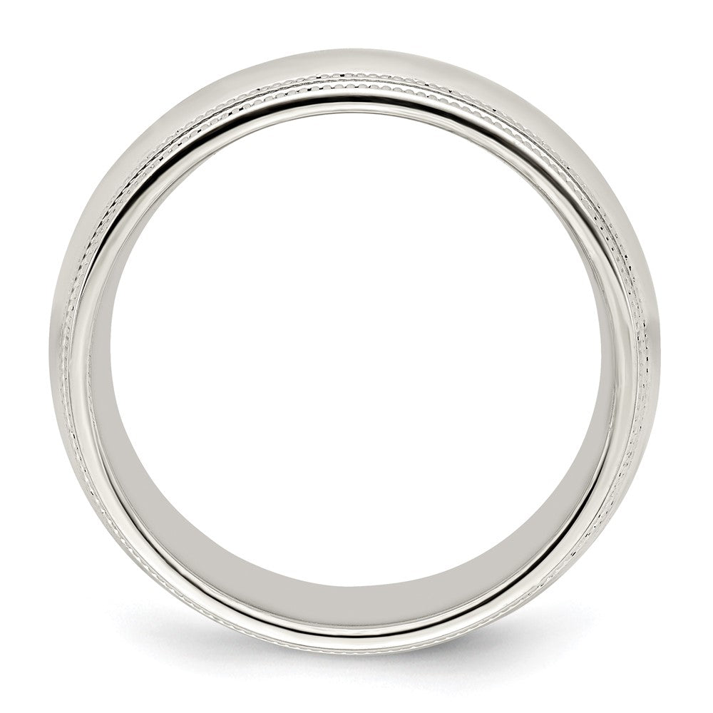 14k White Gold 8mm Double Milgrain Comfort Fit Wedding Band