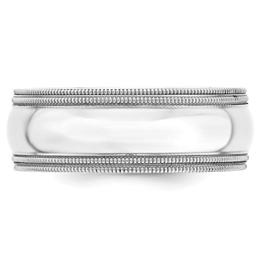 14k White Gold 8mm Double Milgrain Comfort Fit Wedding Band