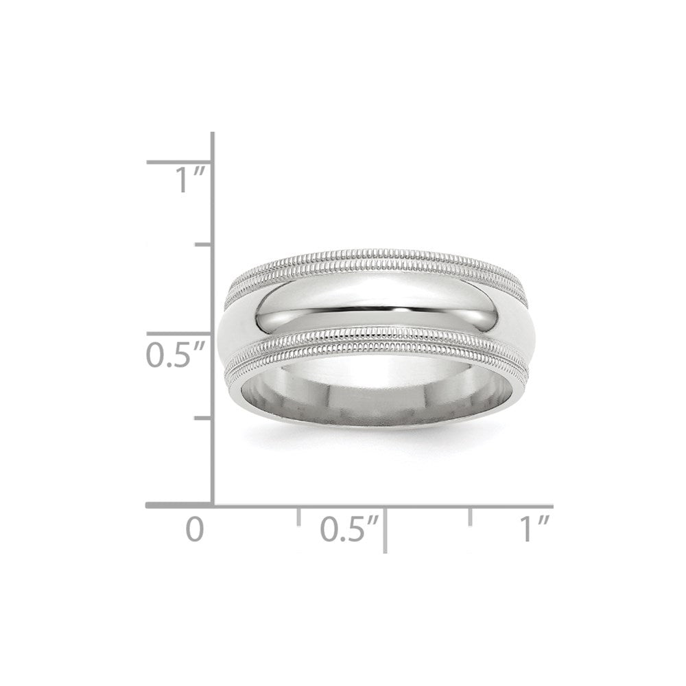 14k White Gold 8mm Double Milgrain Comfort Fit Wedding Band