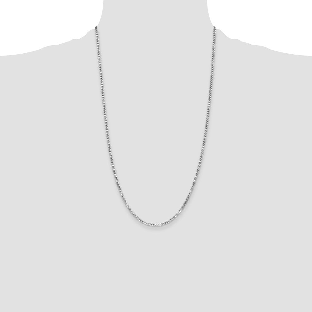 14k White Gold 2.2mm Flat Beveled Curb Chain