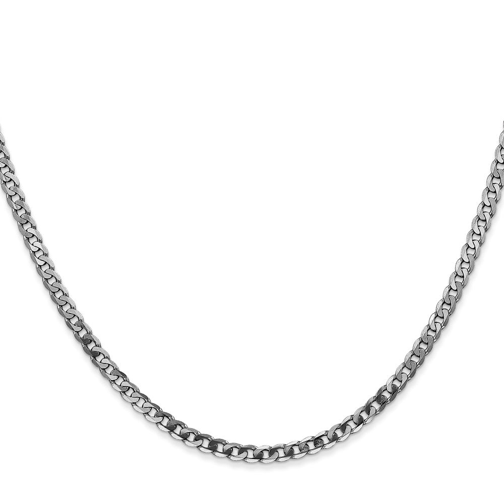 14K White Gold 2.9mm Flat Beveled Curb with Lobster Clasp Chain