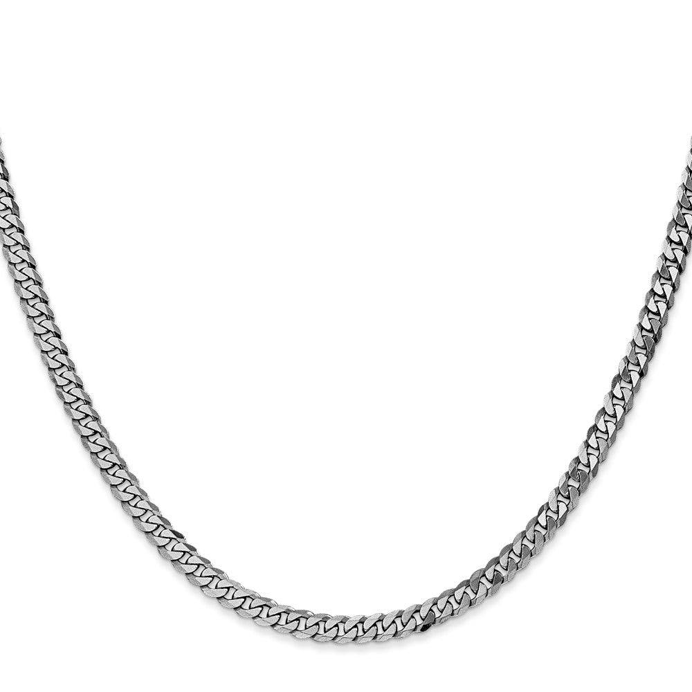 14K White Gold 3.9mm Flat Beveled Curb with Lobster Clasp Chain