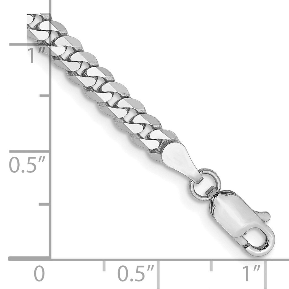 14K White Gold 3.9mm Flat Beveled Curb with Lobster Clasp Bracelet