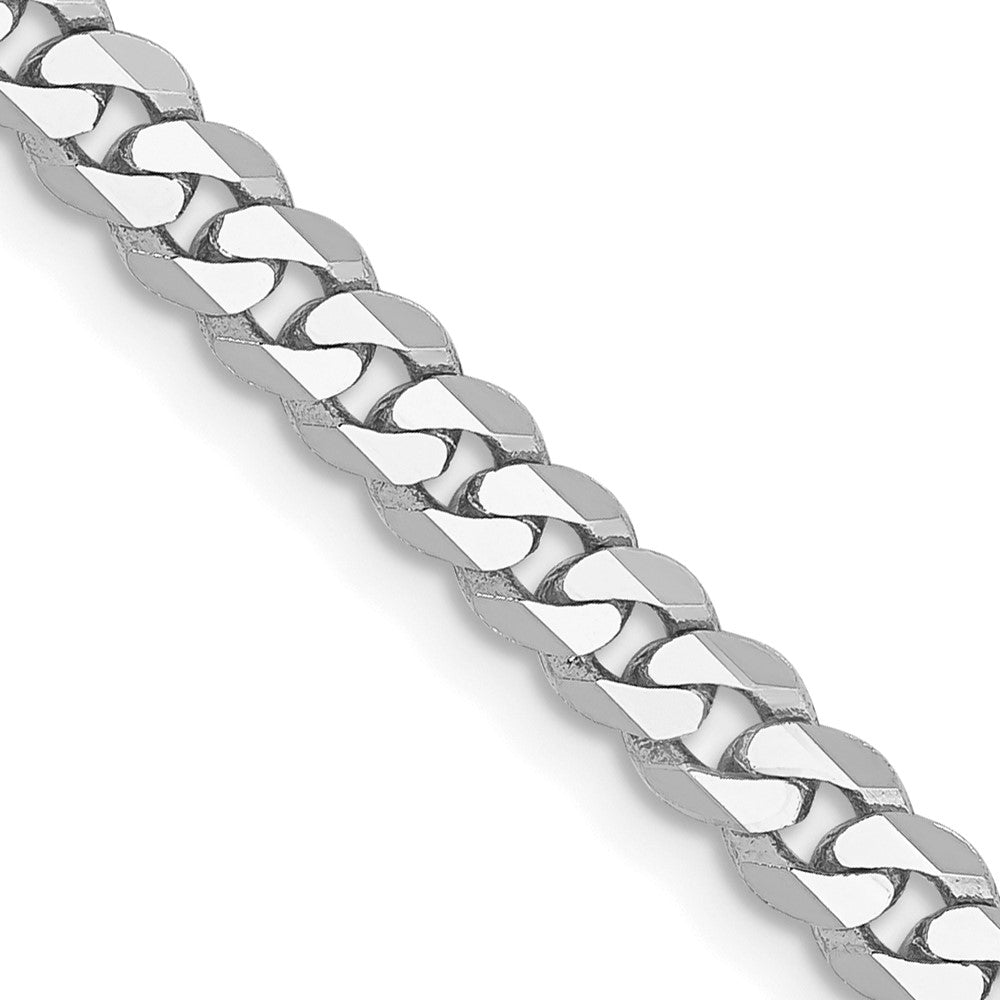 14K White Gold 3.9mm Flat Beveled Curb with Lobster Clasp Chain