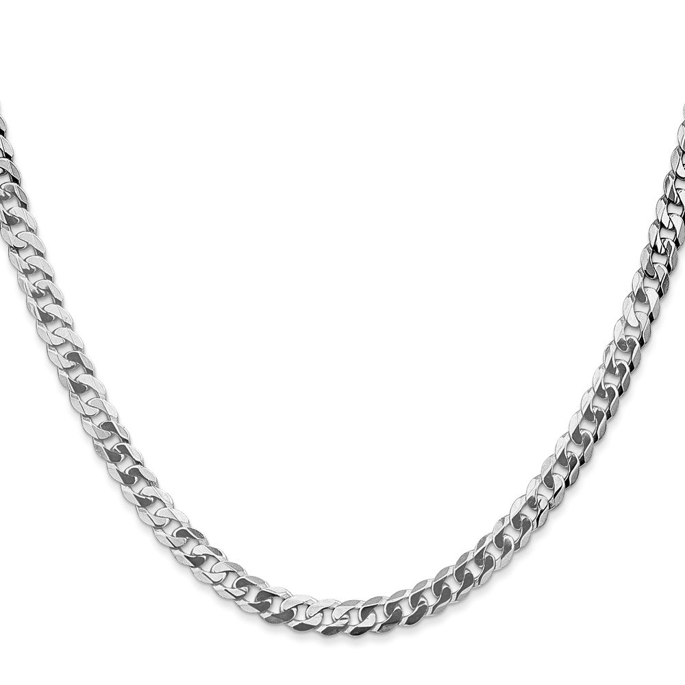 14K White Gold 4.75mm Flat Beveled Curb with Lobster Clasp Chain