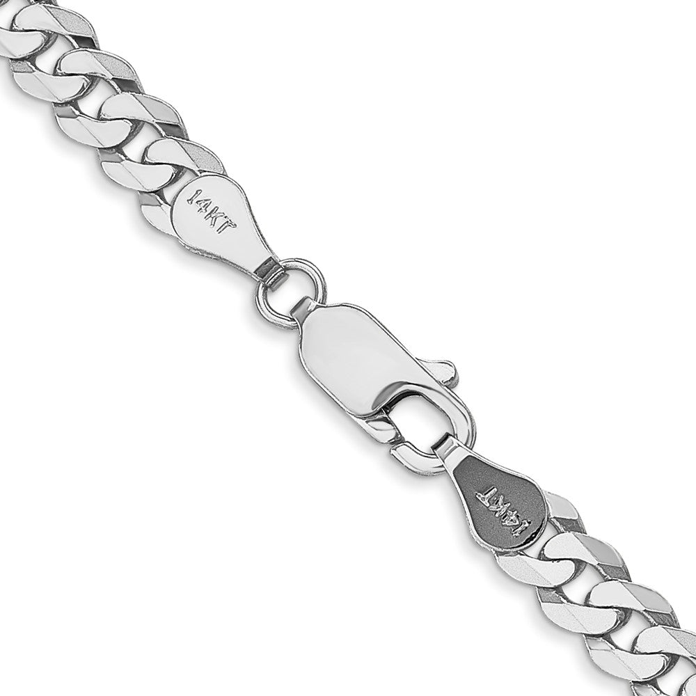 14K White Gold 4.75mm Flat Beveled Curb with Lobster Clasp Chain