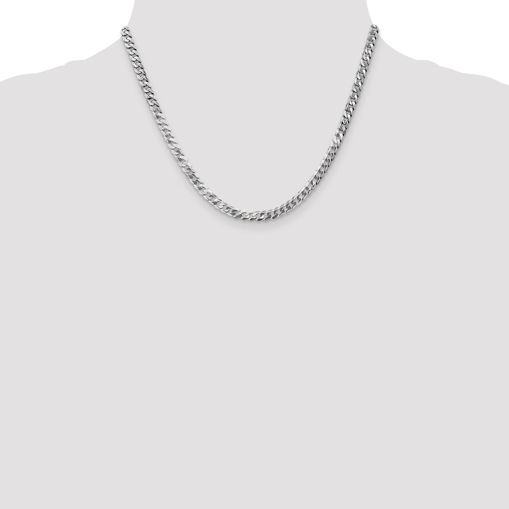 14K White Gold 4.75mm Flat Beveled Curb with Lobster Clasp Chain
