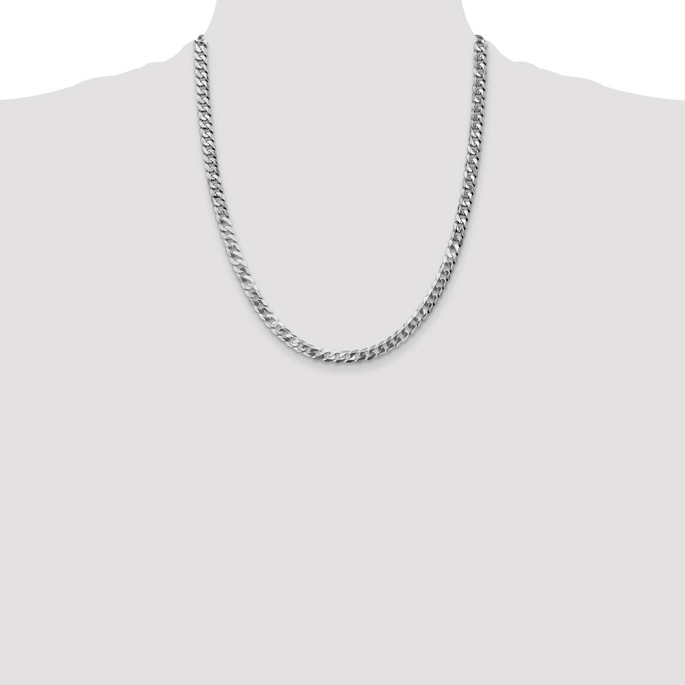 14K White Gold 4.75mm Flat Beveled Curb with Lobster Clasp Chain