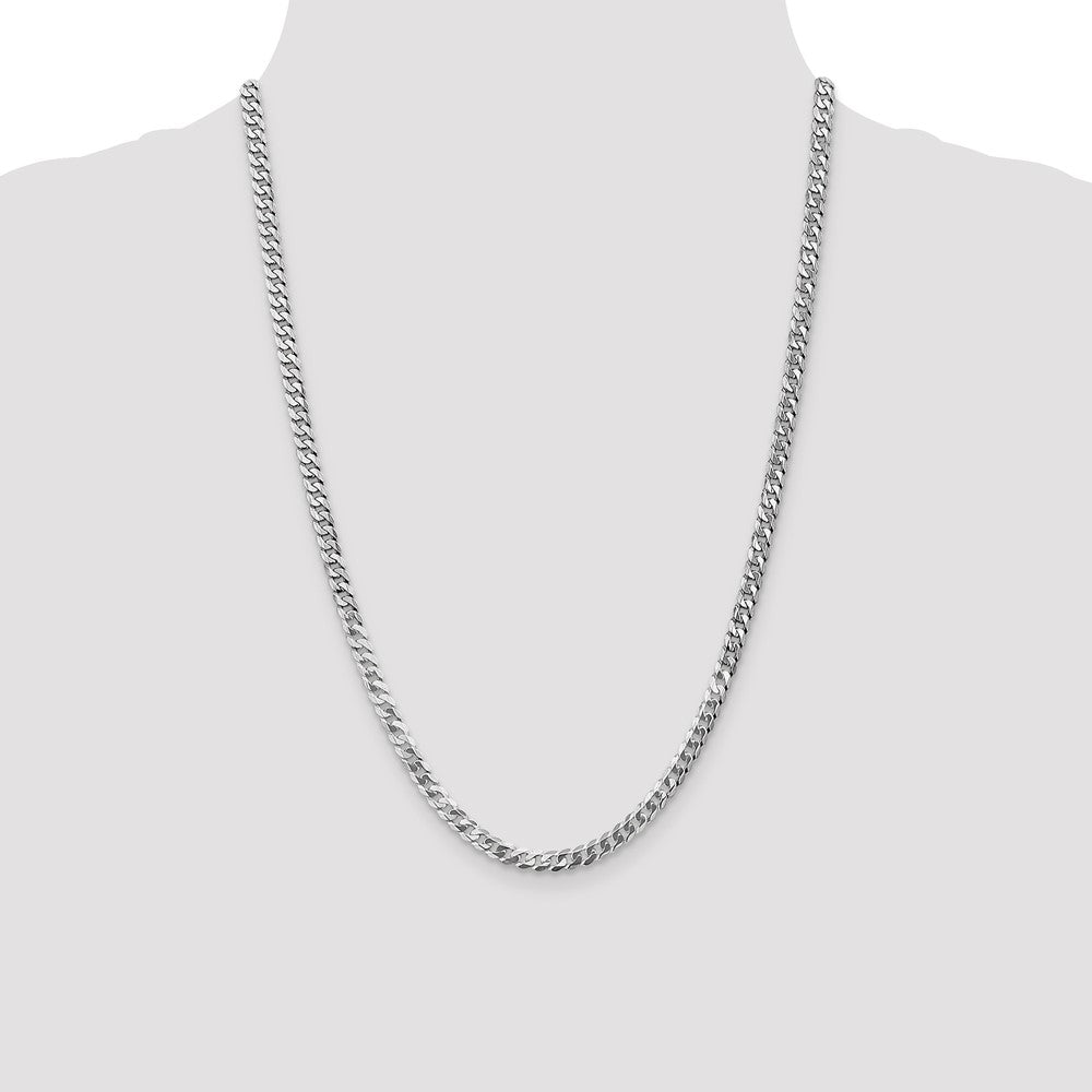 14K White Gold 4.75mm Flat Beveled Curb with Lobster Clasp Chain