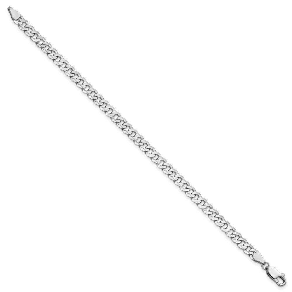 14K White Gold 4.75mm Flat Beveled Curb with Lobster Clasp Bracelet