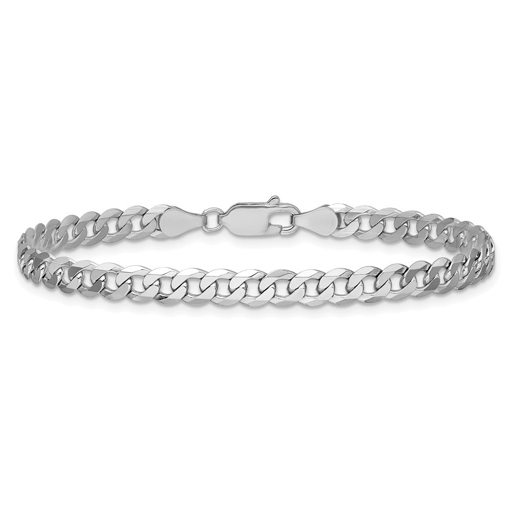 14K White Gold 4.75mm Flat Beveled Curb with Lobster Clasp Bracelet