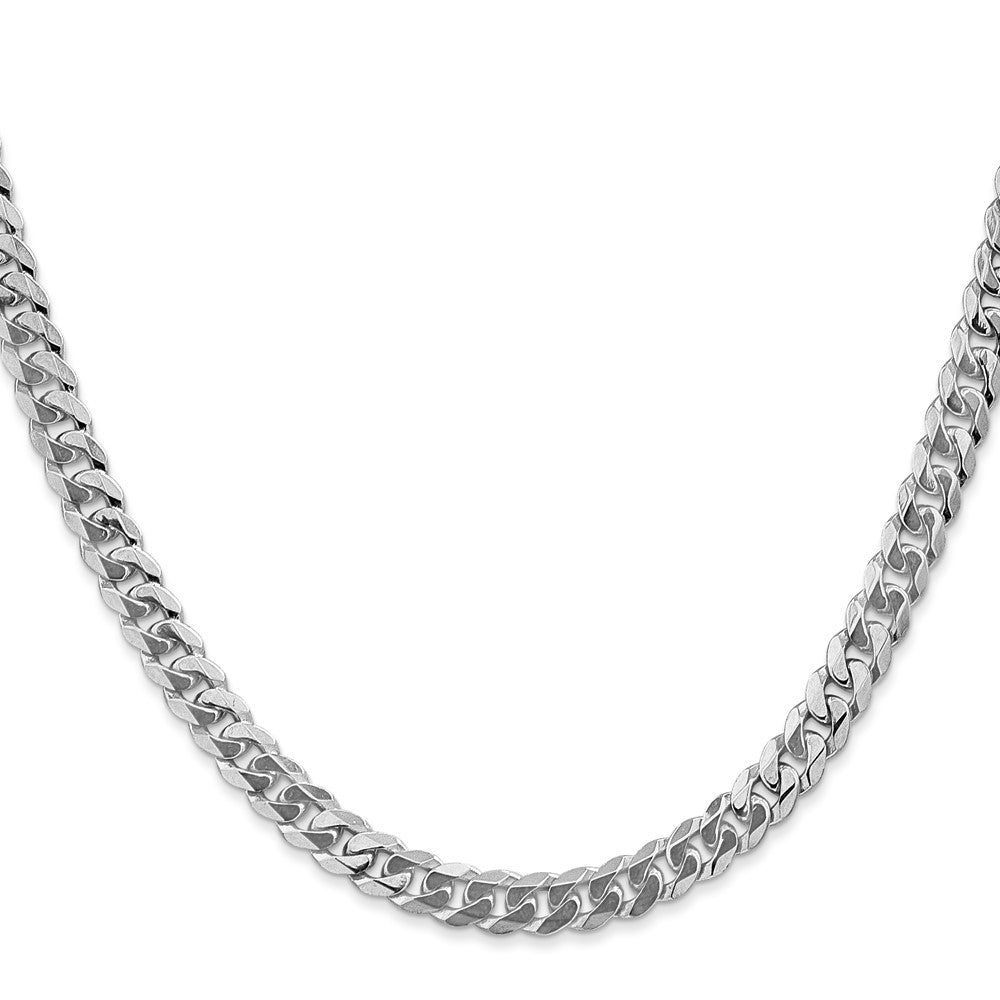14K White Gold 5.75mm Flat Beveled Curb with Lobster Clasp Chain
