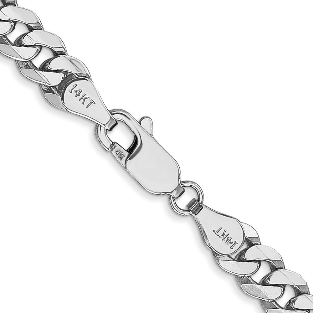 14K White Gold 5.75mm Flat Beveled Curb with Lobster Clasp Chain