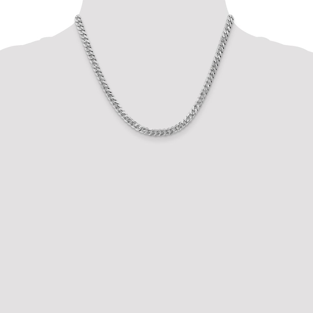 14K White Gold 5.75mm Flat Beveled Curb with Lobster Clasp Chain