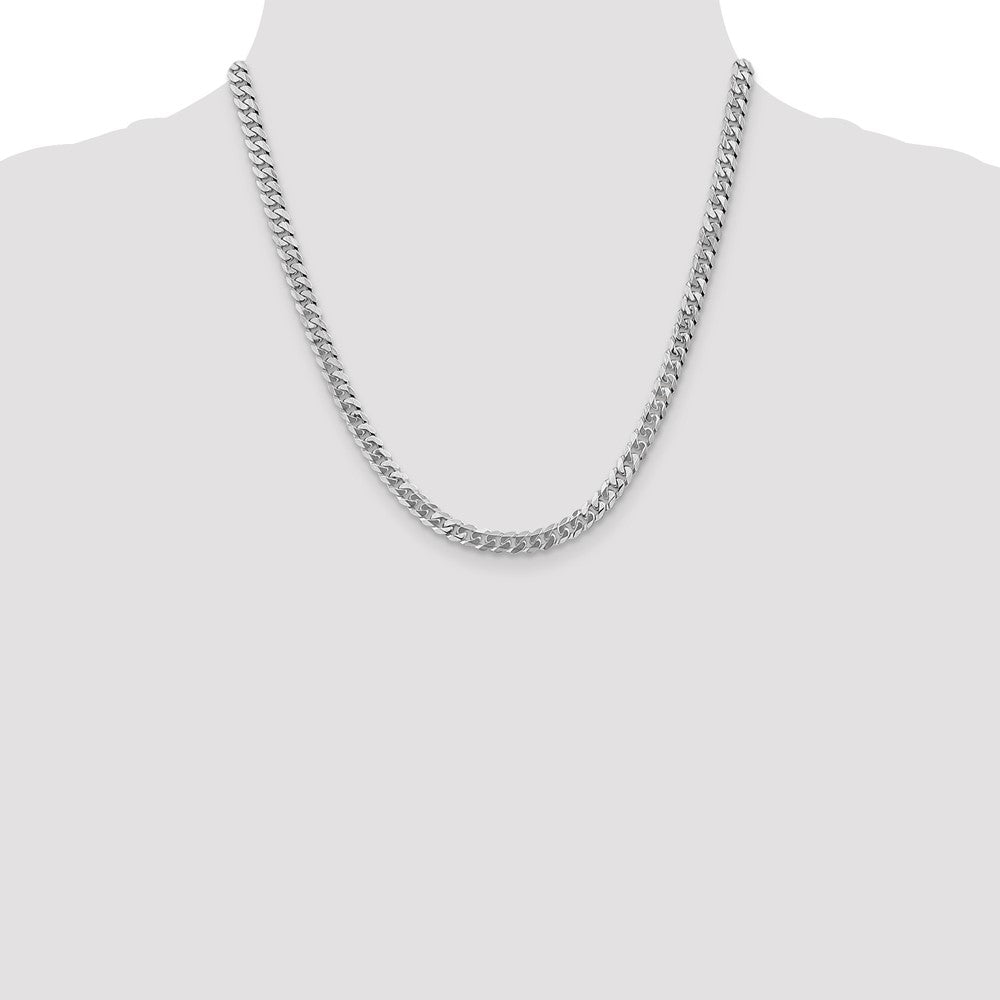 14K White Gold 5.75mm Flat Beveled Curb with Lobster Clasp Chain
