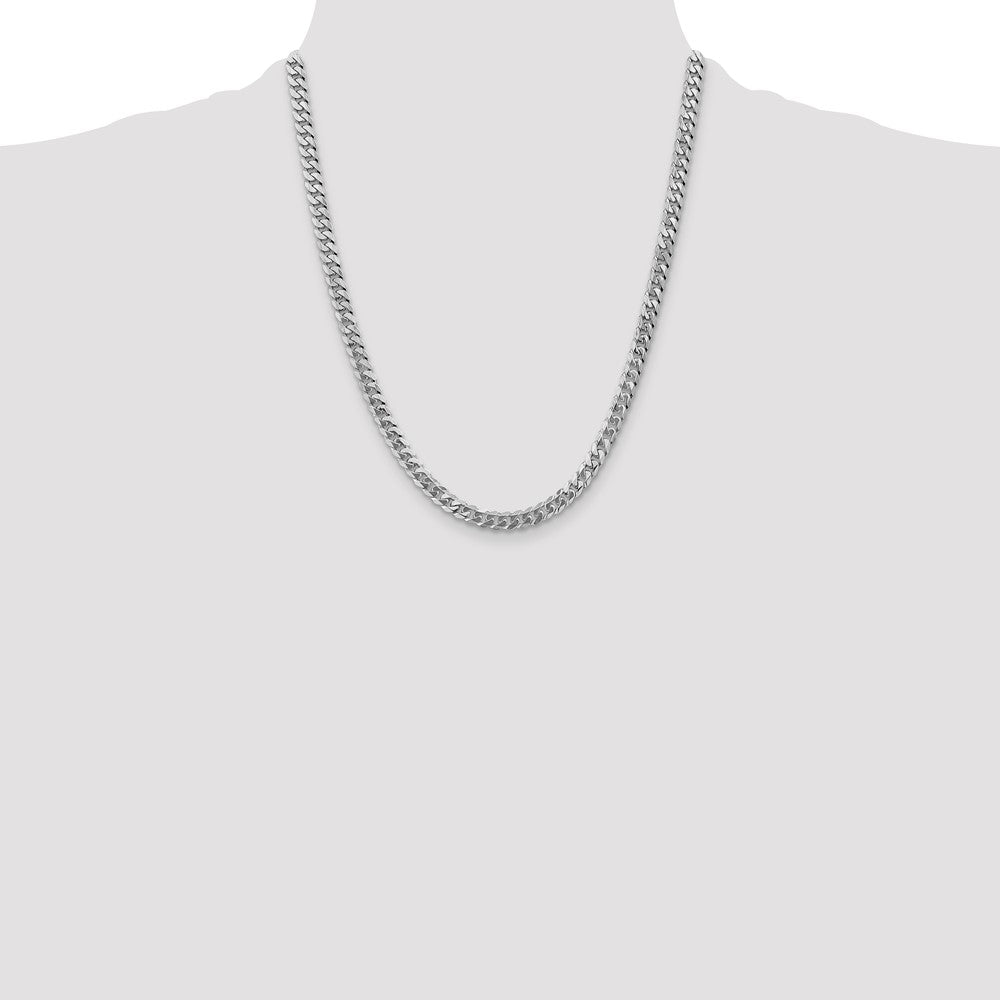 14K White Gold 5.75mm Flat Beveled Curb with Lobster Clasp Chain
