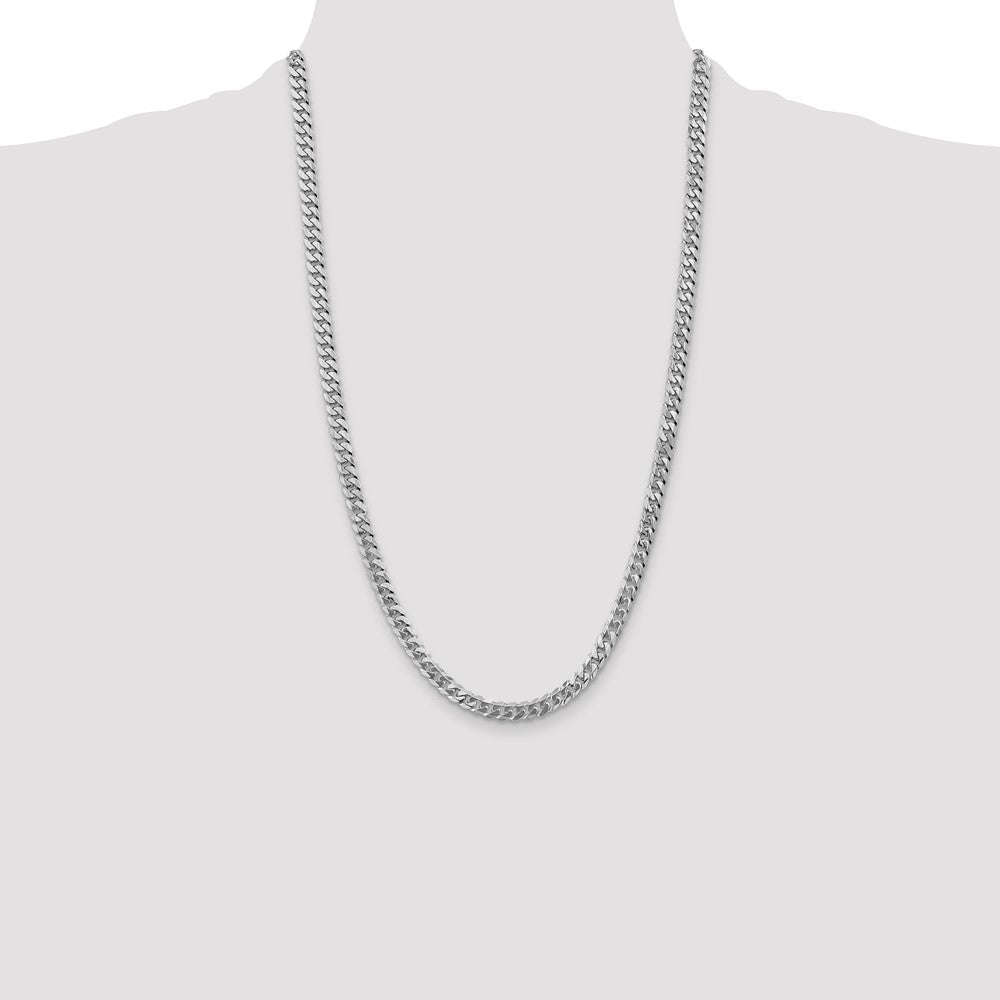 14K White Gold 5.75mm Flat Beveled Curb with Lobster Clasp Chain