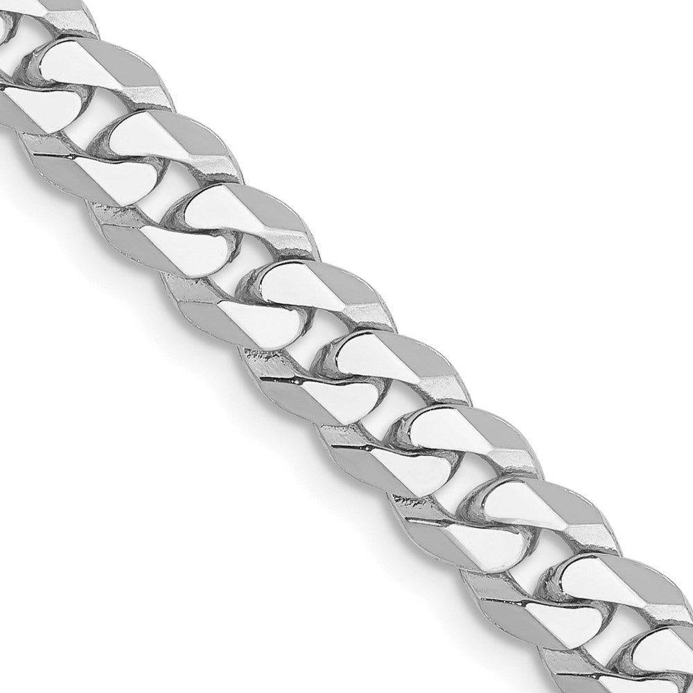14K White Gold 5.75mm Flat Beveled Curb with Lobster Clasp Chain
