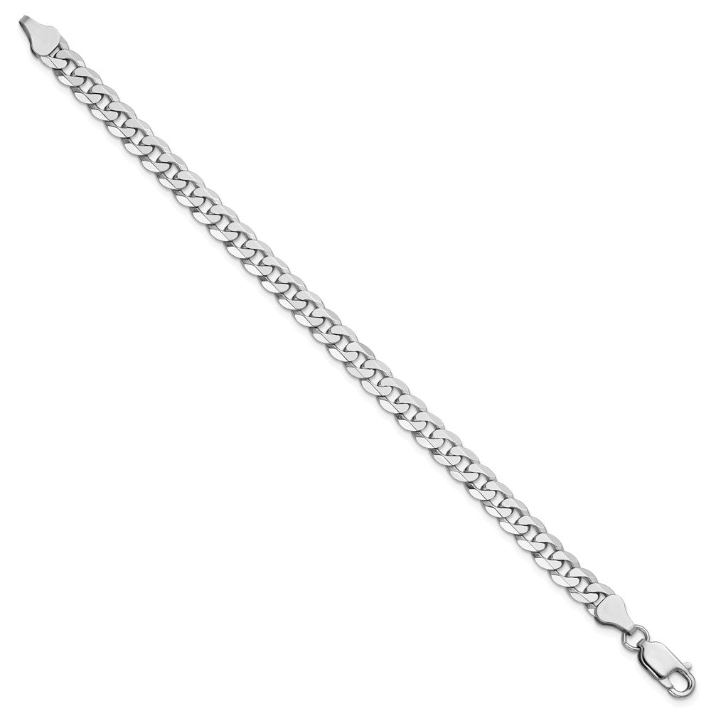 14K White Gold 6.25mm Flat Beveled Curb with Lobster Clasp Bracelet