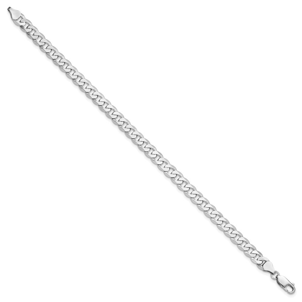 14K White Gold 7.25mm Flat Beveled Curb with Lobster Clasp Chain