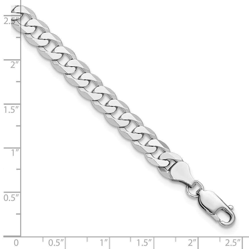 14K White Gold 7.25mm Flat Beveled Curb with Lobster Clasp Chain