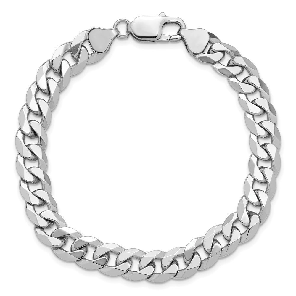 14K White Gold 8.5mm Flat Beveled Curb with Lobster Clasp Chain