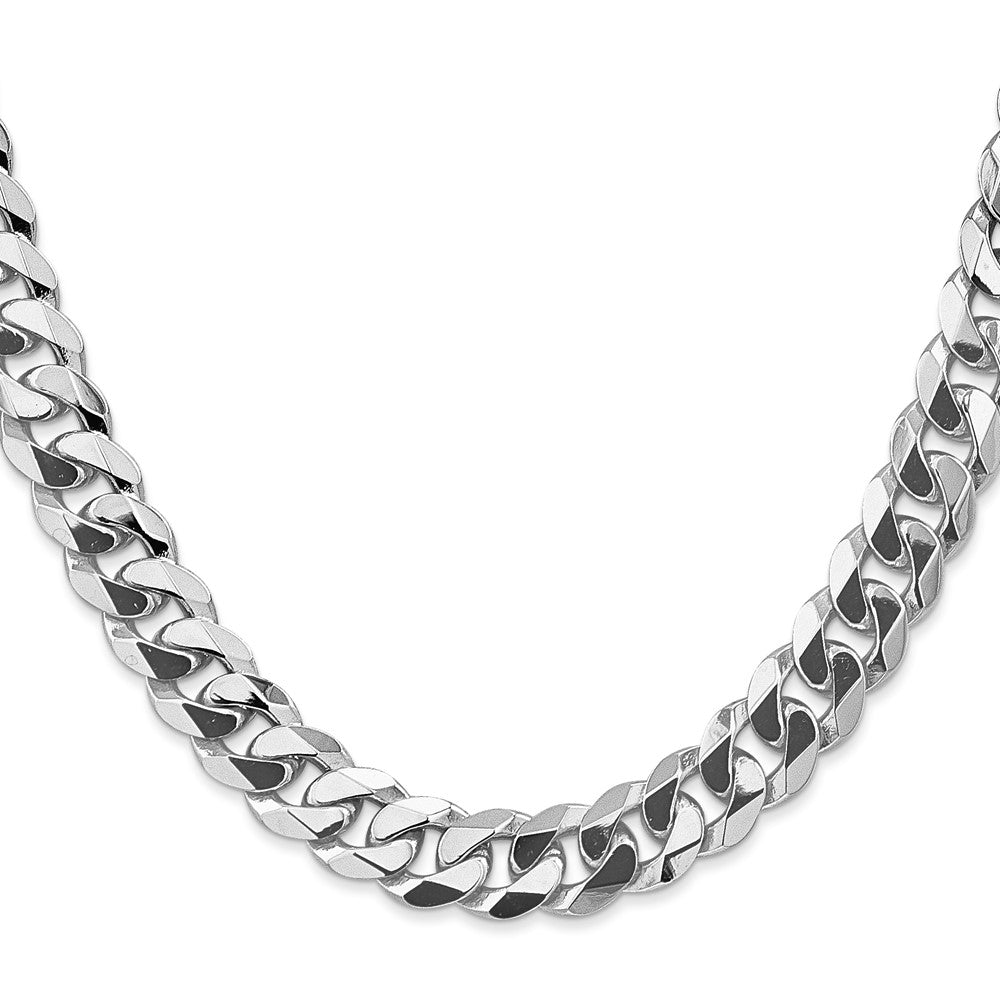 14k White Gold 9.5mm Flat Beveled Curb Chain