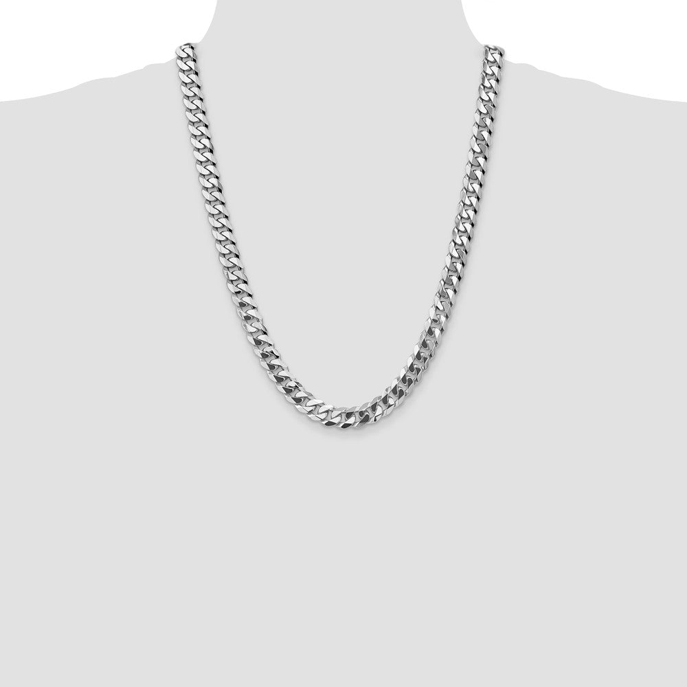 14k White Gold 9.5mm Flat Beveled Curb Chain