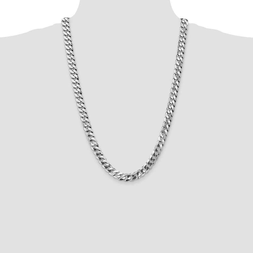 14k White Gold 9.5mm Flat Beveled Curb Chain
