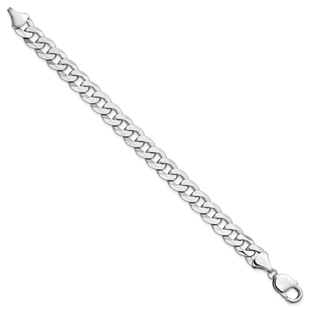 14k White Gold 9.5mm Flat Beveled Curb Chain