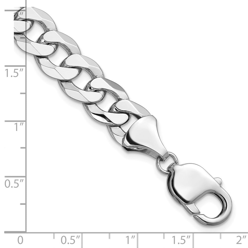 14k White Gold 9.5mm Flat Beveled Curb Chain