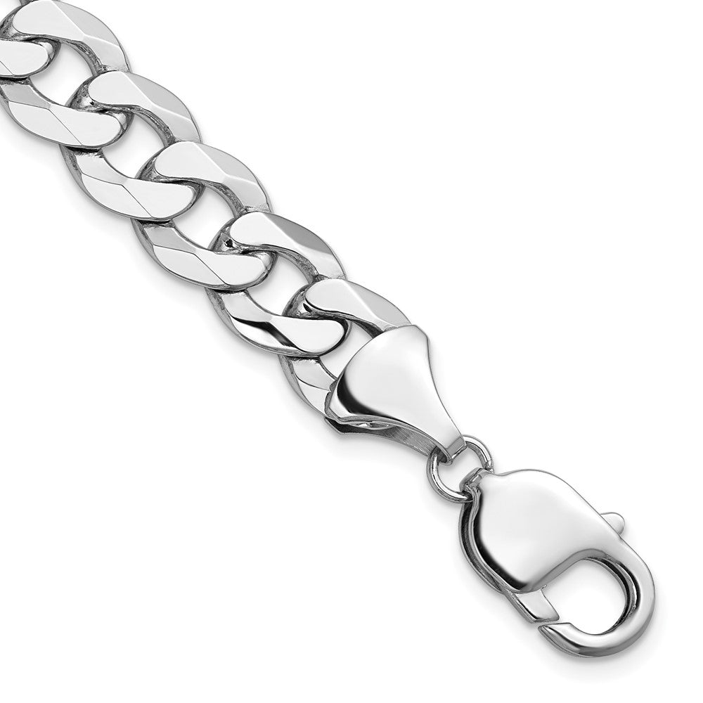 14k White Gold 9.5mm Flat Beveled Curb Chain