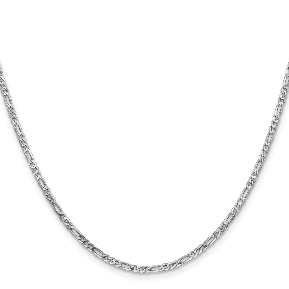 14K White Gold 2.25mm Flat Figaro with Lobster Clasp Chain