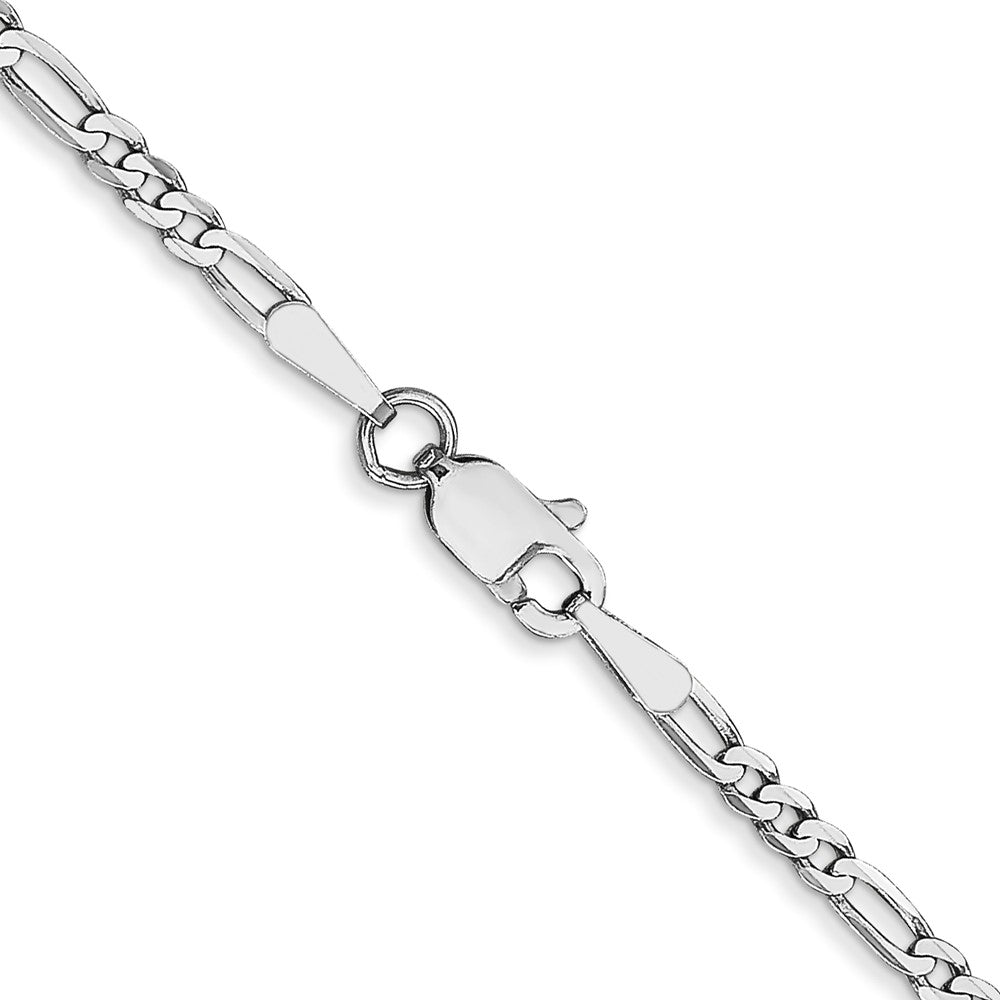 14K White Gold 2.25mm Flat Figaro with Lobster Clasp Chain