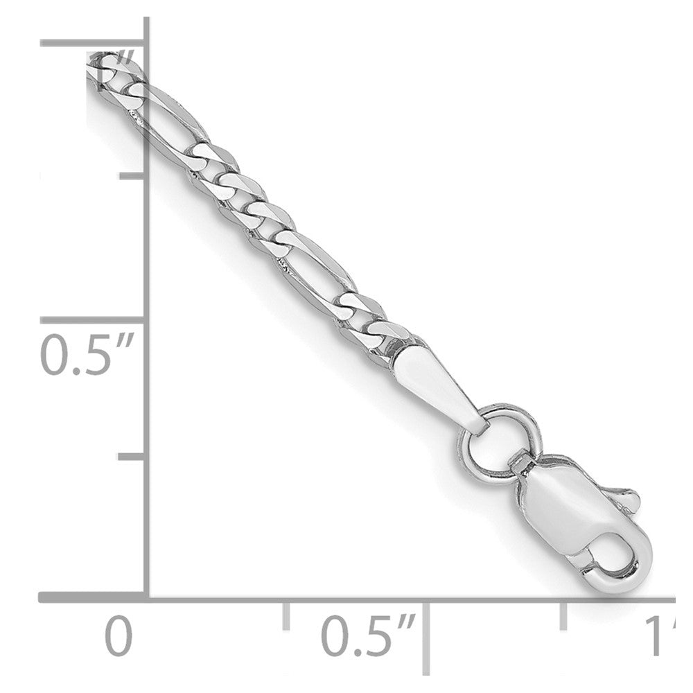 14K White Gold 2.25mm Flat Figaro with Lobster Clasp Anklet
