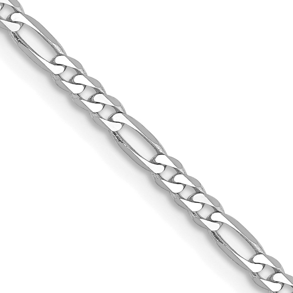 14K White Gold 2.25mm Flat Figaro with Lobster Clasp Chain