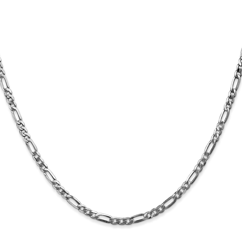 14K White Gold 2.75mm Flat Figaro with Lobster Clasp Chain