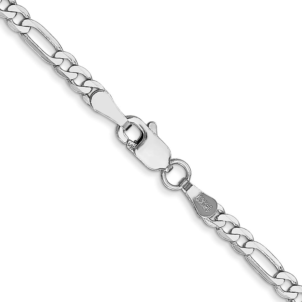 14K White Gold 2.75mm Flat Figaro with Lobster Clasp Chain