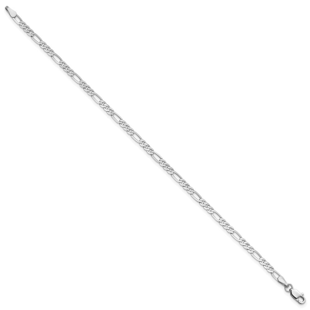 14K White Gold 2.75mm Flat Figaro with Lobster Clasp Anklet