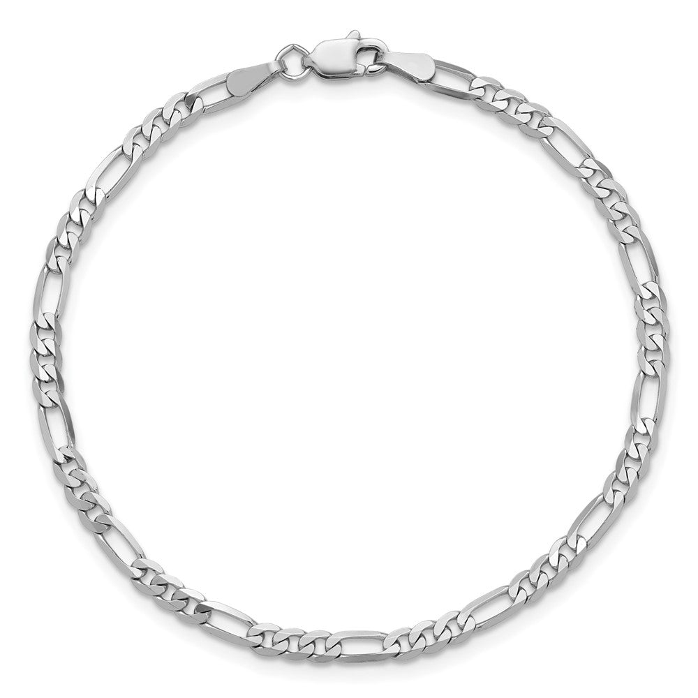 14K White Gold 2.75mm Flat Figaro with Lobster Clasp Anklet