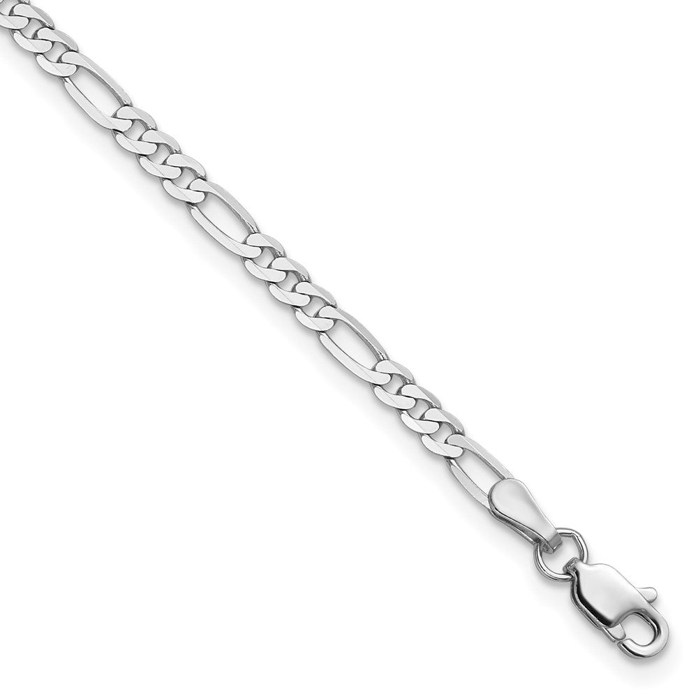 14K White Gold 2.75mm Flat Figaro with Lobster Clasp Anklet